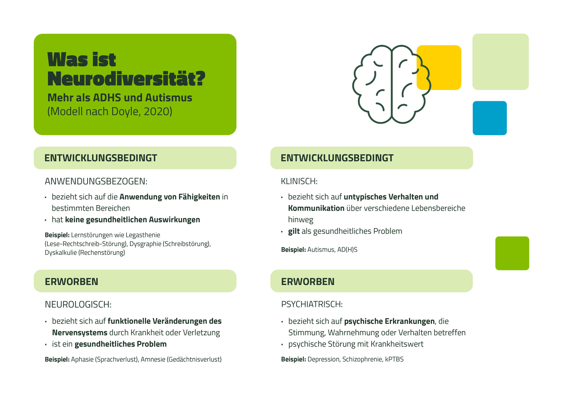 Grafik stellt verschiedene Neurodivergenzen vor