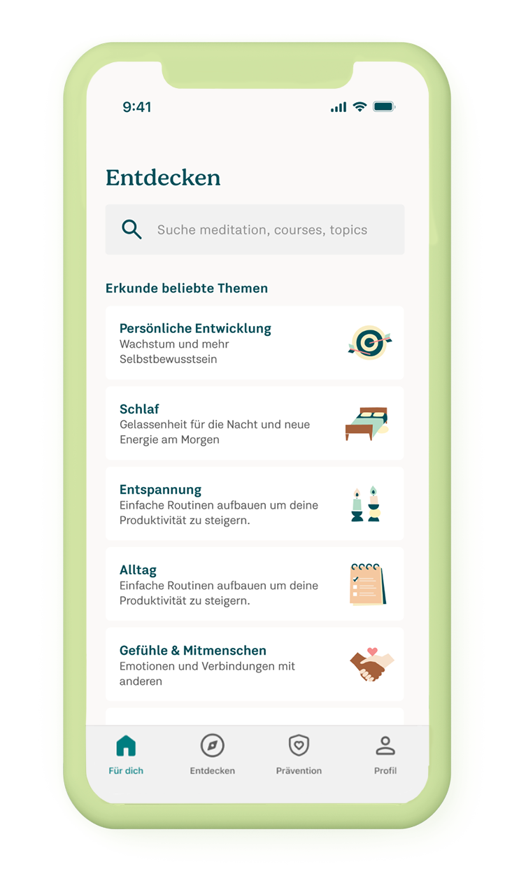 Smartphone zeigt die 7Mind Bibliothek
