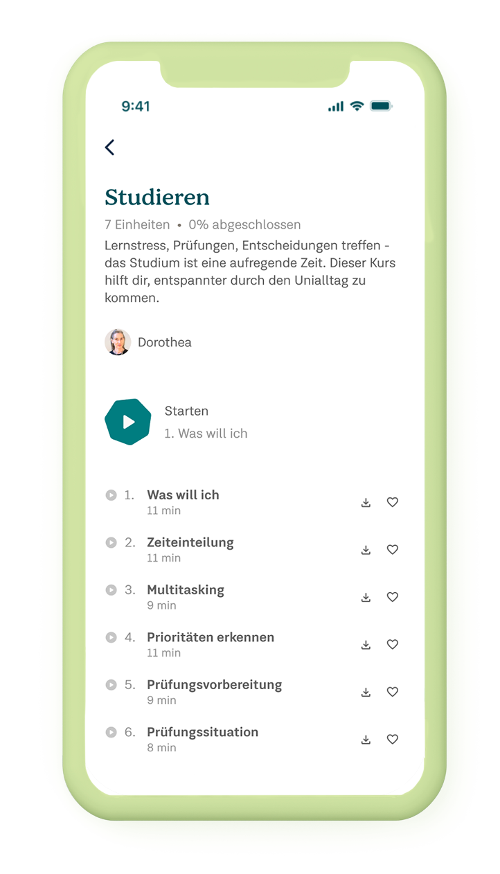 Smartphone zeigt die 7Mind App